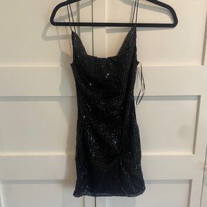 Hello Molly “Lyrical Nights” mini dress in black sequins size small - hoco